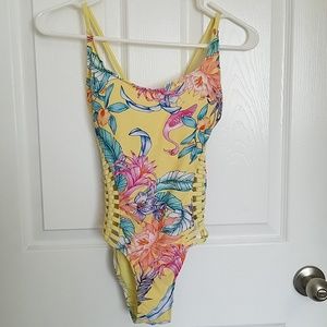 Yellow Floral swim suit